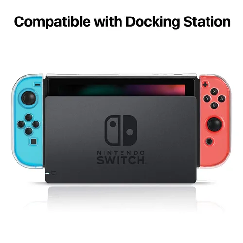 Vista 3 de TNP Dockable Case for Nintendo Switch with 6 Pcs Thumbstick Caps, Clear Protective Case for Nintendo Switch Plastic Hard Shell Anti Scratch