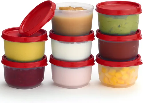 Vista 13 de Recipientes para condimentos con tapas, paquete de 8 unidades, 1.3 onzas. Recipiente para aderezo para ensalada para llevar, pequeños recipientes