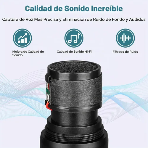 Vista 3 de Depusheng Micrófono inalámbrico, micrófono recargable, micrófono inalámbrico dinámico de mano para cantar karaoke, boda, DJ, fiesta, discurso