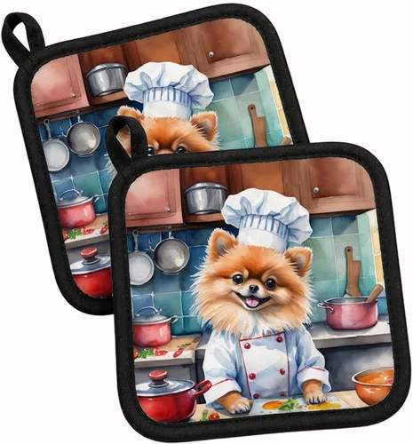 Vista 104 de Caroline's Treasures Coton de Tulear El Chef Par de Agarraderas de Ollas de Cocina Resistentes al Calor Juegos de Agarraderas de Ollas Almohadillas