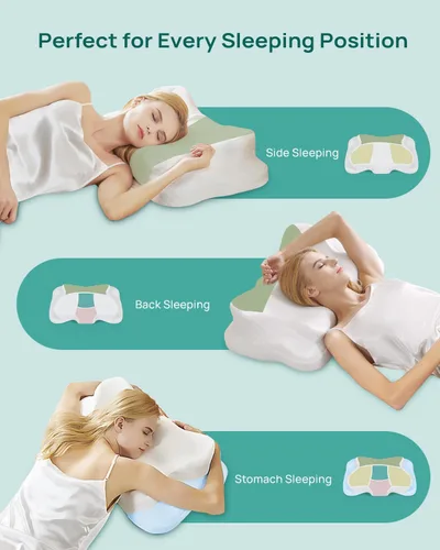 Vista 6 de Almohada cervical ajustable para el cuello, almohada ortopédica de contorno ergonómica refrescante, almohadas de cuello de espuma viscoelástica