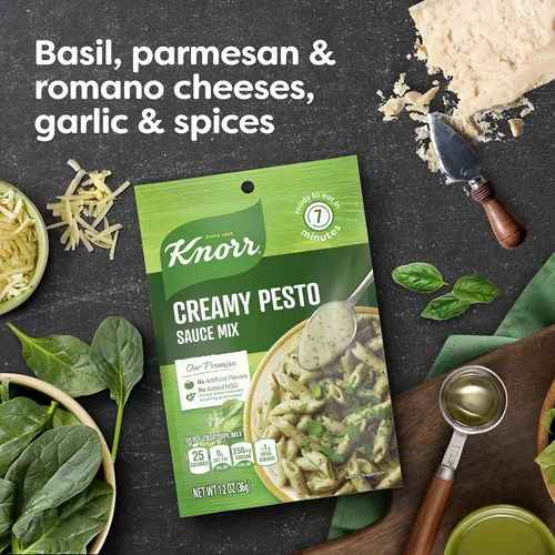 Vista 4 de Knorr - Mezcla de salsa cremosa de pesto para pasta, 1.2 onzas, 1 paquete