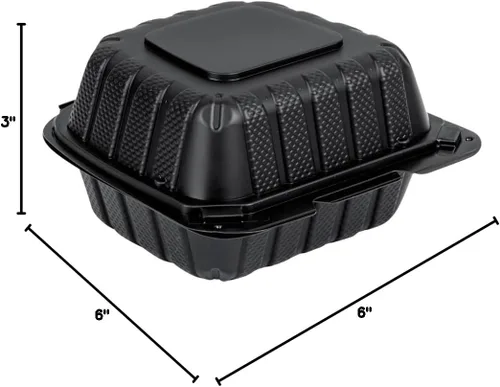 Vista 18 de Restaurantware Thermo Tek - Recipientes para llevar rellenos de minerales de 6 x 6 x 3 pulgadas, 100 recipientes duraderos para llevar, contenedores