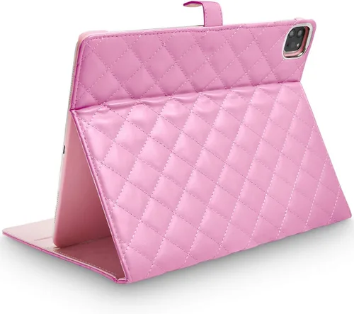Vista 4 de Crown - Funda para iPad Air/iPad Pro de 11 pulgadas, piel sintética de diamante con apagado automático y encendido (rosa)