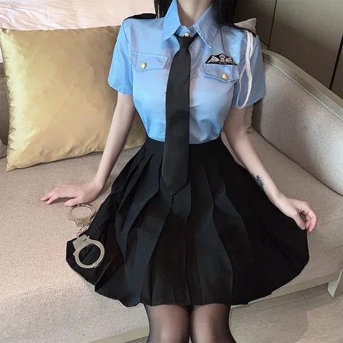 Vista 5 de Disfraz sexy de policía para mujer, vestido de uniforme de policía sucio para cosplay