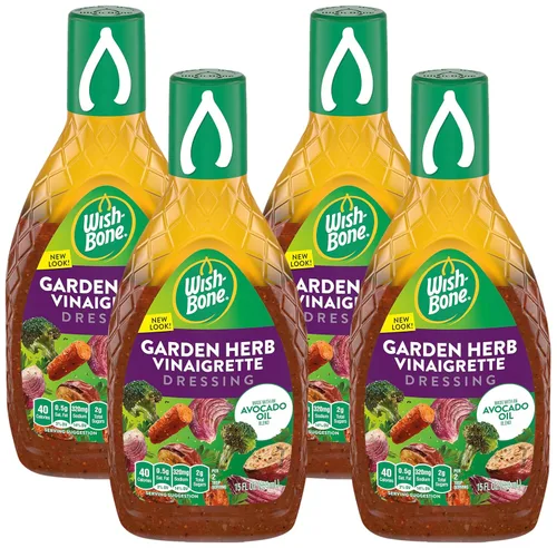 Vista 9 de Aderezo de vinagreta de mezcla de aceite de aguacate con hierbas de jardín Wish-Bone, 15 fl oz