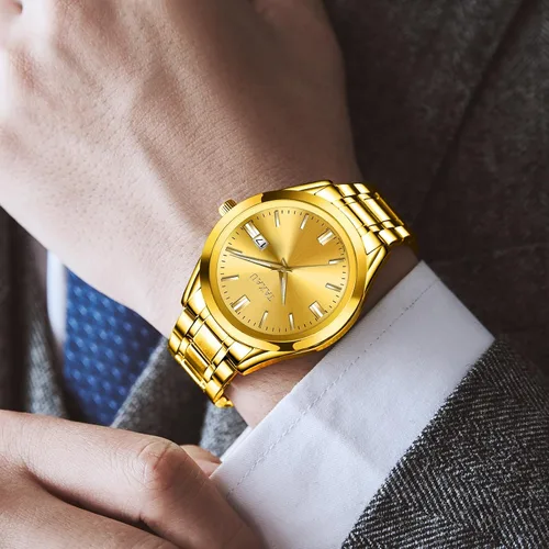 Vista 2 de Taxau Reloj para hombre de acero inoxidable para hombre, relojes de pulsera con fecha de cuarzo para hombre, reloj analógico impermeable para hombre