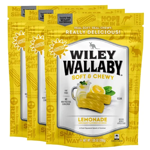 Vista 10 de Wiley Wallaby Lemonade Licorice Candy, Soft & Chewy, 7.05oz, 1Pk