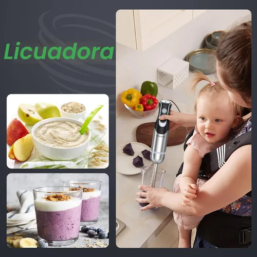 Vista 3 de Batidora de inmersión de mano, batidora de mano 4 en 1 con 12 velocidades