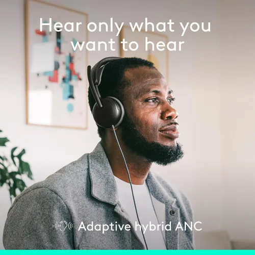 Vista 2 de Logitech Zone Wired 2 Auriculares con cancelación de ruido con híbrido Negro