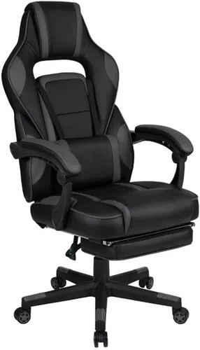 Vista 26 de Flash Furniture X20 - Silla giratoria de policarbonato ergonómica y ajustable con respaldo completamente reclinable en LeatherSoft negro