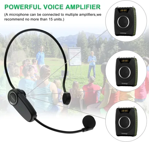 Vista 7 de Amplificador de voz impermeable con micrófono inalámbrico M801 20W Microphone with Speaker Portable Megaphone with Mic, Bluetooth Personal PA