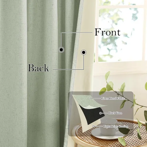 Vista 93 de RYB HOME Cortinas de lino texturizado 100% opacas de 84 pulgadas de largo, aislamiento térmico, privacidad, ahorro de energía para dormitorio, sala