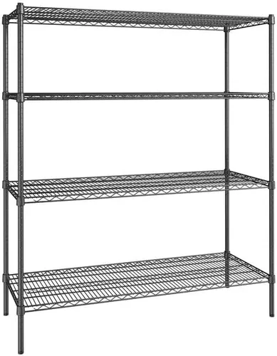 Vista 380 de Kit de 4 estantes de epoxi verde NSF de 21 x 72 pulgadas con postes de 86 pulgadas, estantería de almacenamiento resistente, kit de estantería