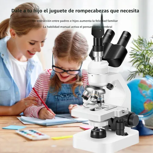Vista 7 de Microscopio trinocular 40x-2000x Ampliación de doble capa con luces LED en la parte superior e inferior, perillas de enfoque dual gruesas