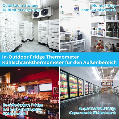 Vista 5 de Termómetro para refrigerador, termómetro para congelador, termómetro digital para refrigerador con accesorio magnético, termómetro de alarma