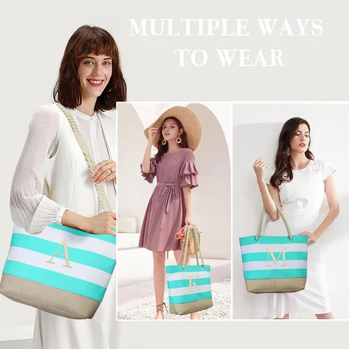 Vista 34 de YOOLIFE Bolsas de playa para mujer, bolsa de lona de viaje, bolsa impermeable para piscina, artículos esenciales de viaje, regalos para mujeres