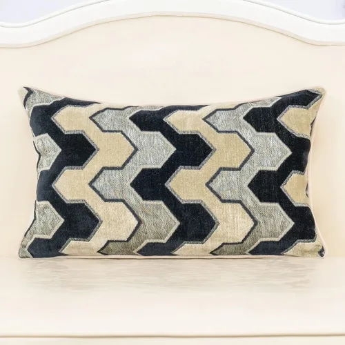 Vista 9 de Alerfa Funda de cojín cuadrada de terciopelo con bordado geométrico a cuadros, funda de almohada decorativa moderna de lujo para sofá, sala