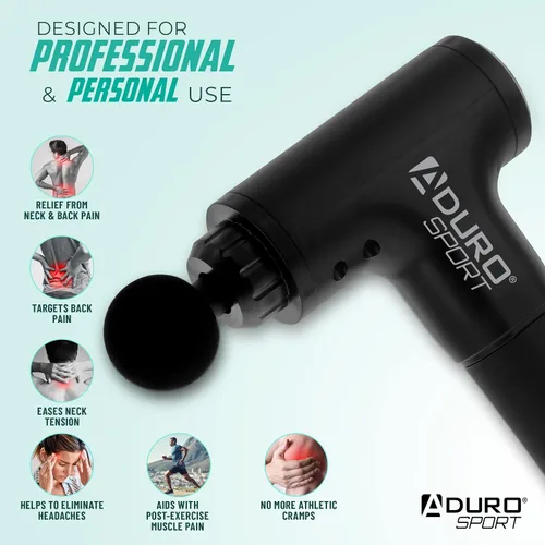 Vista 6 de Pistola de masaje de percusión Aduro Pistola de masaje muscular de tejido profundo, Elite Recovery™ Pistola masajeadora eléctrica de mano perfecta