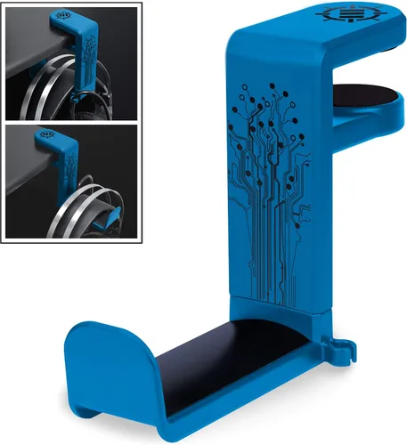 Vista 12 de ENHANCE Soporte para auriculares para juegos de PC, soporte para auriculares de escritorio con rotación ajustable de 360 grados, abrazadera de Negro