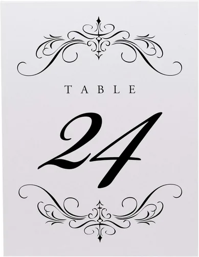 Vista 4 de Classic Flourish - Números de mesa de boda, negro, 1-10, doble cara, tienda de campaña o uso en un soporte, ideal para fiestas y restaurantes