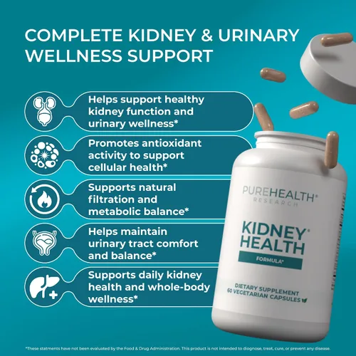 Vista 3 de PUREHEALTH RESEARCH Fórmula de salud renal - Suplemento de desintoxicación y reparación de limpieza renal - con berberina HCL, chanca piedra