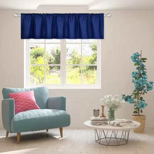 Vista 53 de DECOVSUN Cenefa morada para ventanas de 60 x 18 pulgadas, aislamiento térmico sólido, bolsillo para cortinero, cenefa corta para cocina, cenefa