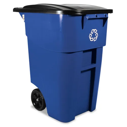 Vista 23 de Rubbermaid Commercial Products - Papelera con ruedas para reciclaje Fg9W2773Blue Brute Rollout