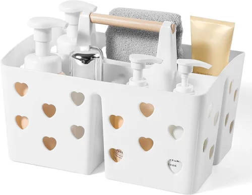 Vista 12 de Anyoifax Organizador de Ducha Portátil Cesta de Ducha de Plástico Organizador de Baño Dividido Organizador de Limpieza de Almacenamiento con Asa