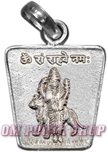 Vista 2 de Rahu Yantra LocketColgante en Plata Pura para Eliminar el Mal Efecto del Planeta Rahu