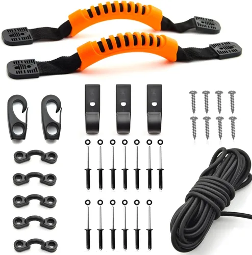 Vista 10 de Kit de aparejo de mango de transporte de kayak, asas de transporte de canoa de kayak, piezas de repuesto de cuerda elástica de 15 pies y 0.236 in