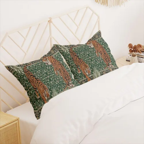 Vista 6 de Juego de 2 fundas de almohada de tigre de 18 x 18 pulgadas, diseño de leopardo y guepardo, fundas de almohada para sofá, estilo vintage, bohemio