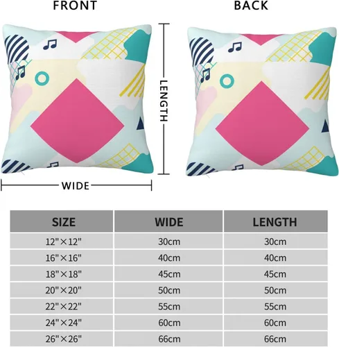 Vista 2 de Retro Musical Notes. Geometric Shapes Pillow Covers20 X20 Super Soft Plush Pillowcases for Home Decor