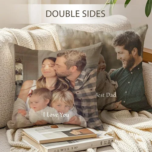 Vista 2 de iDIY Almohada personalizada con imagen personalizada, regalos personalizados con fotos para la familia