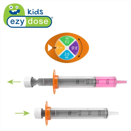 Vista 4 de EZY DOSE Jeringa oral y dispensador para niños, diseño fácil para medicina líquida, Tylenol, Motrin, fácil de administrar, dosificación precisa, 0.3