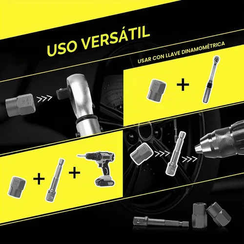 Vista 5 de Juego de 15 llaves extractoras de pernos, juego de llaves de tuercas de alta resistencia, extractor de pernos de impacto de 3/8 pulgadas