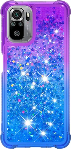 Vista 2 de CCSmall Funda para Xiaomi Redmi Note 10 4G/Xiaomi Redmi Note 10S, Creatividad Clear Gradient Quicksand Glitter Fluing Liquid Floating Case Bling