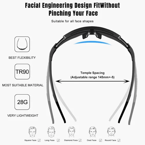 Vista 6 de AVV Gafas de sol polarizadas UV400 para ciclismo, béisbol, resistentes al viento, antivaho para deportes al aire libre, marco ligero para hombres