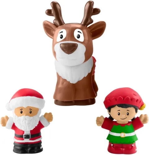 Vista 5 de Fisher-Price Little People - Tren musical navideño para niños pequeños con figuras de Santa, elfo y reno para juego de rol para niños de 1+ años