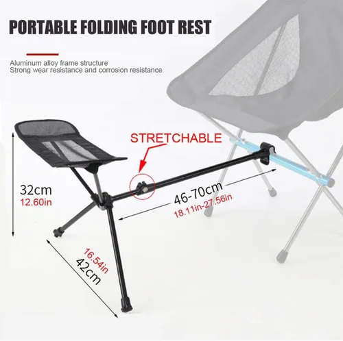 Vista 2 de Silla portátil para camping, reposapiés, ligera, resistente, plegable, al aire libre, picnic, playa, viajes, pesca, mochilero, tela Oxford gruesa
