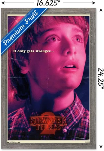 Vista 3 de Netflix Stranger Things: Season 2 - Póster de pared de Will Wall, 22.4 pulgadas de largo x 14.7 pulgadas, versión enmarcada de madera de granero