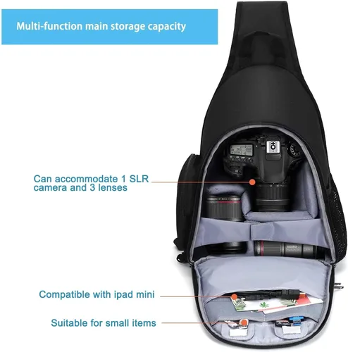 Vista 2 de MOSISO Mochila para cámara con funda completa abierta para cámara DSLR/SLR/sin espejo, con soporte para trípode y funda impermeable y inserciones