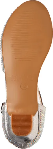 Vista 5 de Badgley Mischka Zapatos de tacón medio para niñas, tacón medio, con correa de tobillo cerrada, tacones altos para niña, color negro, plateado