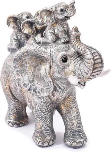 Vista 8 de Juego de 3 estatuas de elefante para decoración del hogar, bonitas figuras para estante, sala de estar, dormitorio, oficina, escritorio, estantería