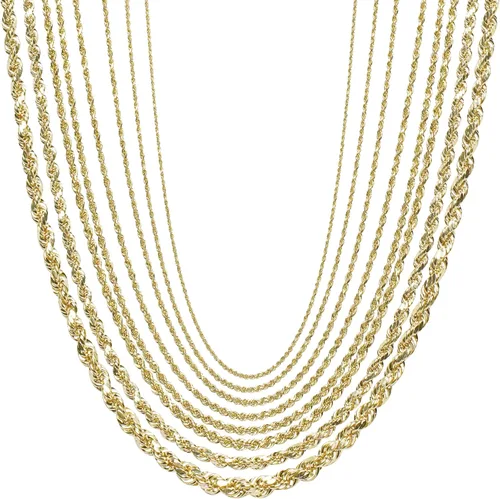 Vista 6 de PORI JEWELERS 18K Yellow Gold 1.5MM, 1.8MM, 2MM, 2.5MM, 3MM, 4MM, or 5MM Diamond Cut Rope Chain Necklace Unisex Sizes 16"-30