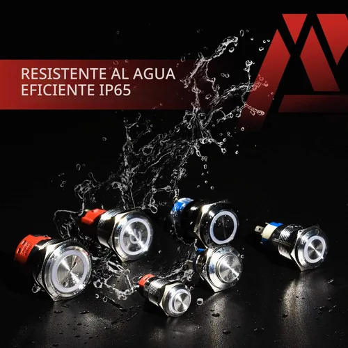 Vista 6 de APIELE Interruptor de botón momentáneo de 0.472 in precableado 5.906 in de cabeza redonda alta (aluminio negro, azul)