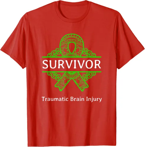 Vista 44 de Camiseta de concientización traumática con cinta verde para supervivientes de lesiones cerebrales, Negro, S
