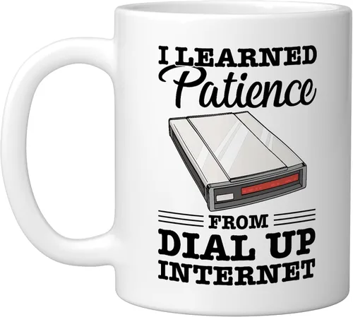 Vista 8 de Taza de cerámica vintage de los 90s Nostalgia Retro 90s Dial Up Internet Vintage, negro/blanco