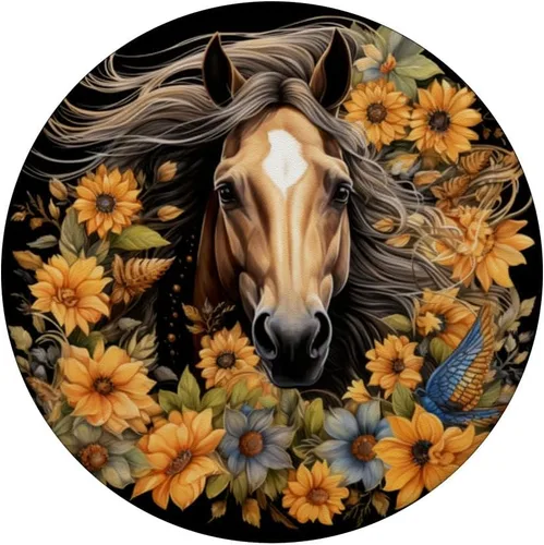 Vista 3 de Buckskin Caballo Girasol Acuarela Amantes Pájaro Floral Niña PopSockets Estándar PopGrip