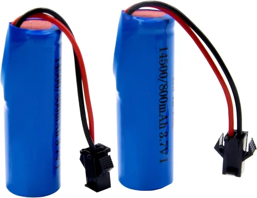 Vista 5 de Blomiky Paquete de 2 baterías recargables de iones de litio de 3.7 V 500 mAh, enchufe SM 2P con cable USB para auto de acrobacias RC de doble cara
